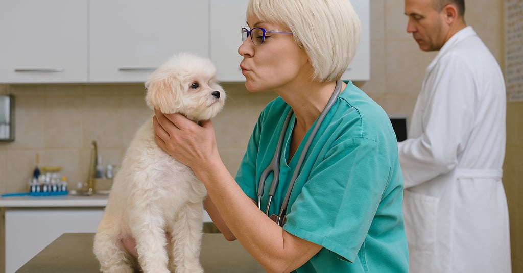 man and woman with a dog