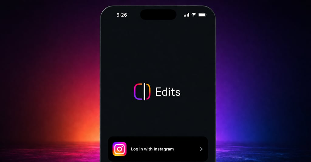 Celular com o aplicativo Edits do Instagram aberto