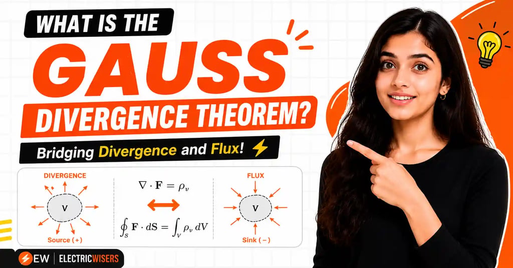 Gauss Divergence Theorem explained with divergence and flux diagrams, source and sink visualization,