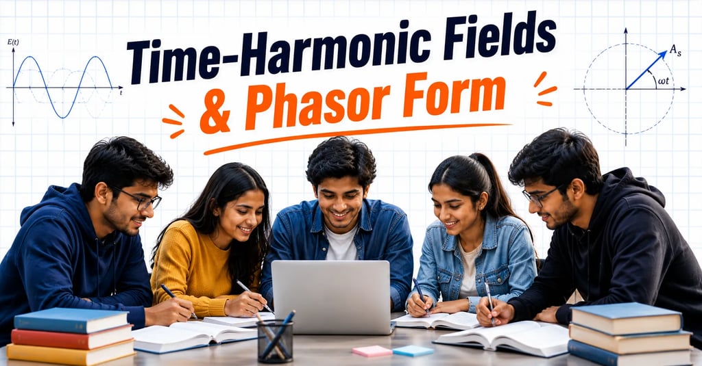 Time Harmonic Fields and Phasor Form explained with jomega notation and Maxwell equations in electro