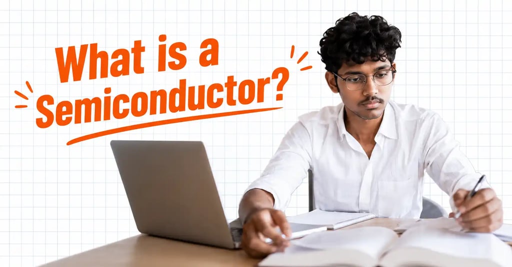 Explanation of what a semiconductor is, including silicon and germanium examples and their role in e