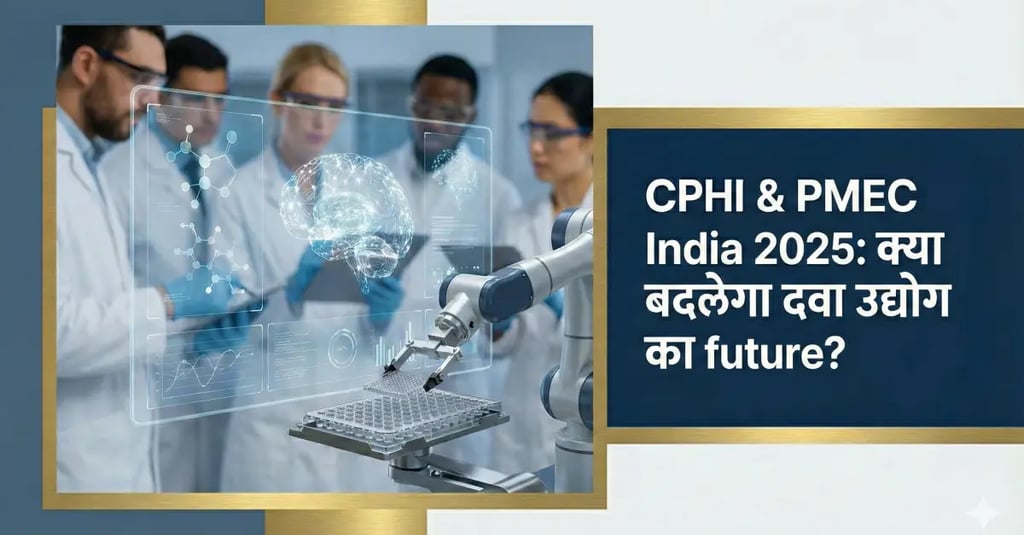Global pharma event CPHI & PMEC India 2025 thumbnail showing international experts, AI medical tech.