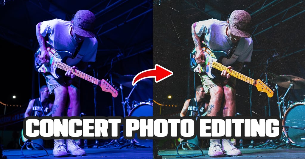 Before and after edit of concert photo
