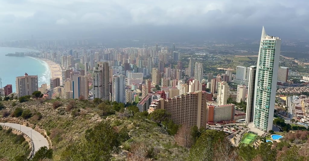 A breathtaking aerial view that captures the stunning skyline and beautiful coastline of Benidorm