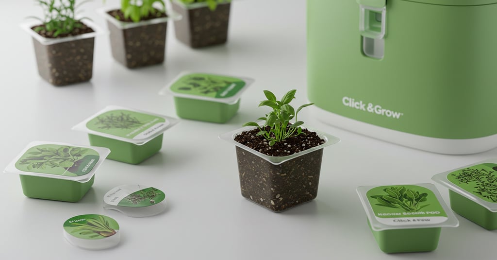 Click and Grow smart soil plant pods hydroponic gardening herbs vegetables