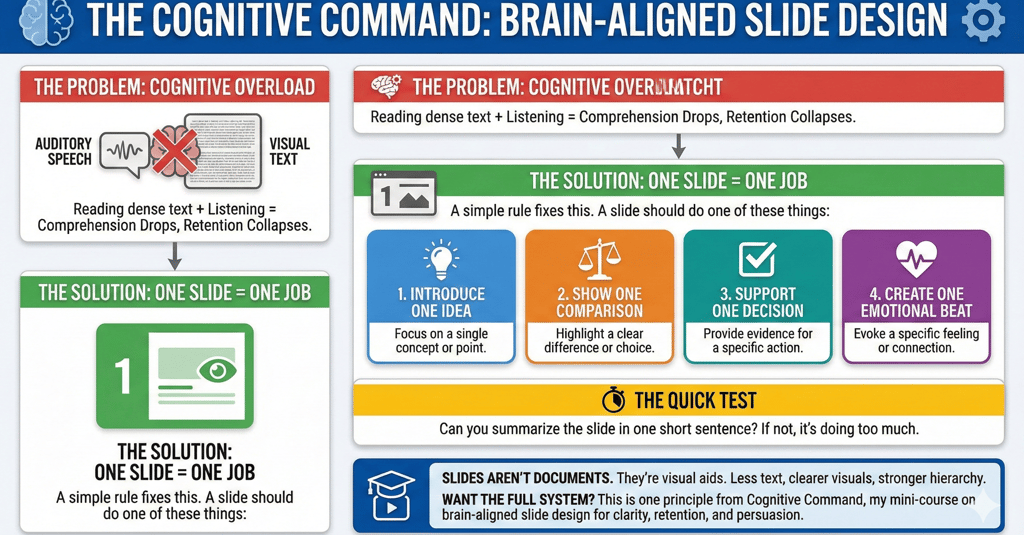 Cognitive Command infographic by Adam Bair, each slide must convey one idea