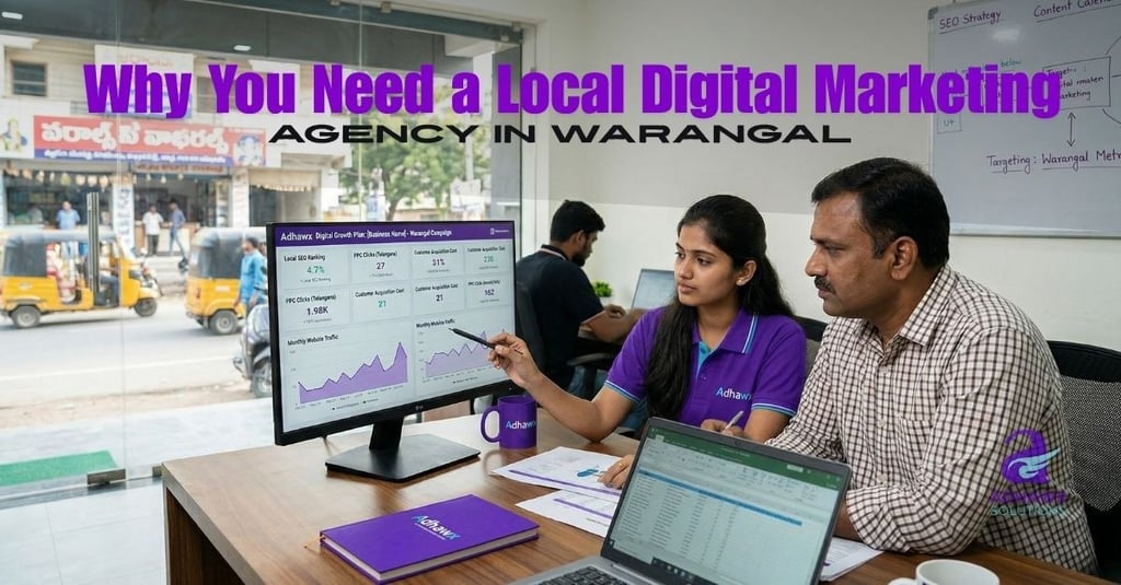 Small business owner working with a digital marketing agency in Warangal to get more customers.
