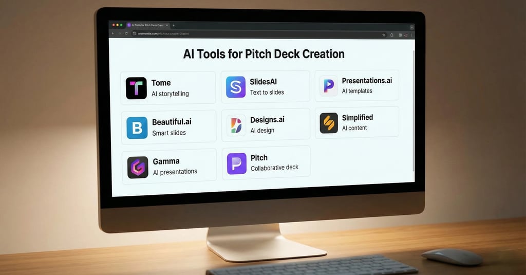 create a image where show differnet AI Tools for Pitch Deck Creation