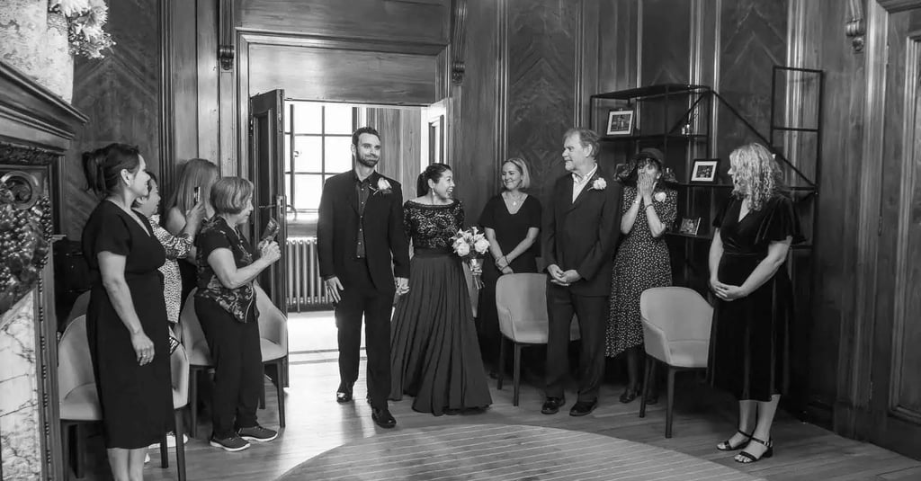 Wedding ceremony in the Marylebone Room at Old Marylebone Town Hall, London