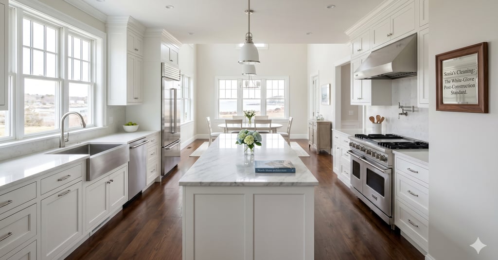 Post-construction professional cleaning in a Manchester-by-the-Sea estate
