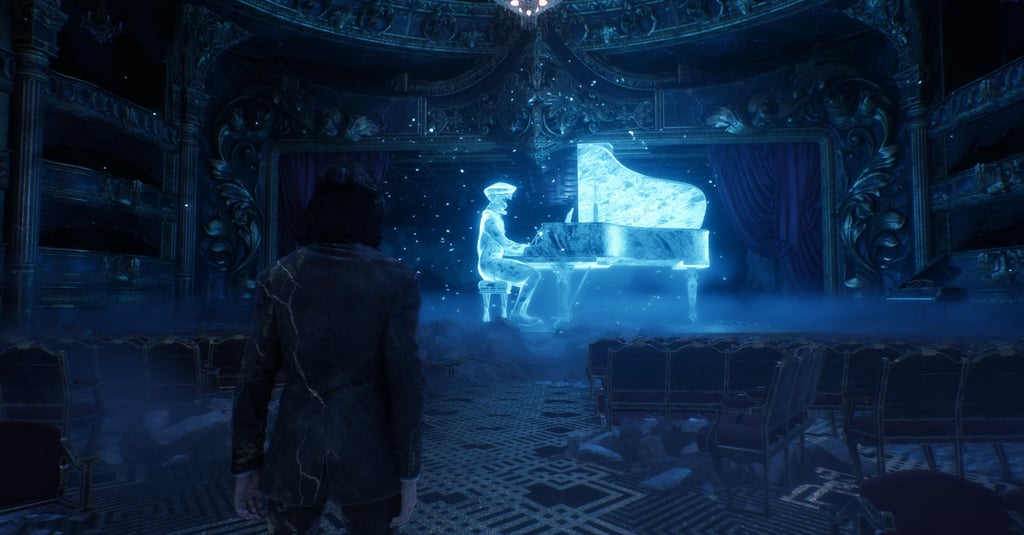 Test Expedition 33 Clair Obscur a man in a suit and tie standing in front of a piano