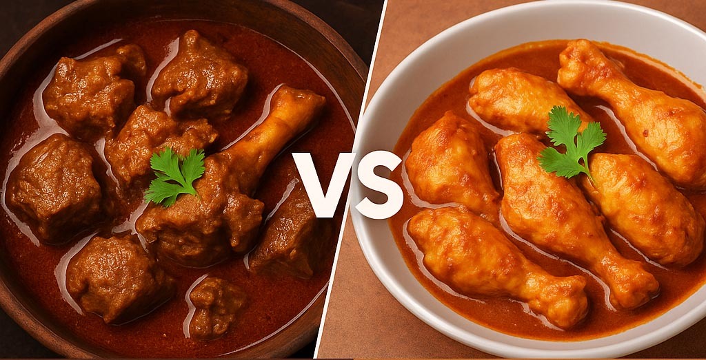 Mutton curry vs chicken curry comparison – protein choice for Hyderabad food lovers.