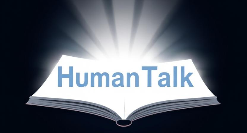 A open book page with the word HumanTalk on it
