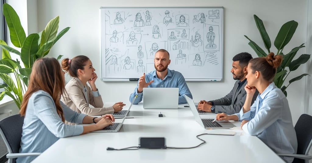 Team conducting customer interview and gathering product feedback from focus group