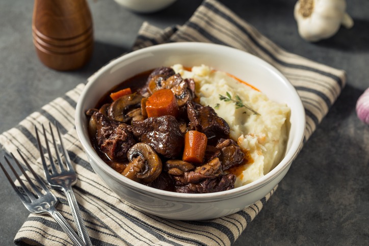 Grass Fed Beef Bourguignon using Chuck Roast
