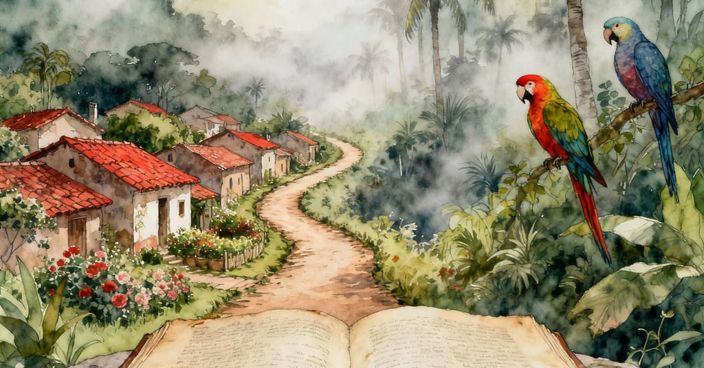 a book opened to show a painting of a parrot and a parrot