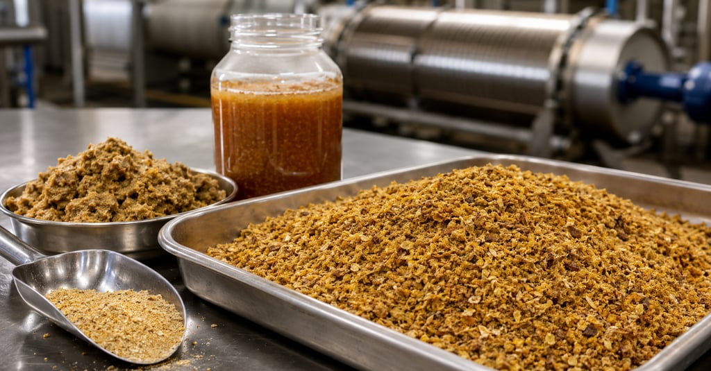 DDGS, thin stillage, wet distillers grains and milled corn samples.