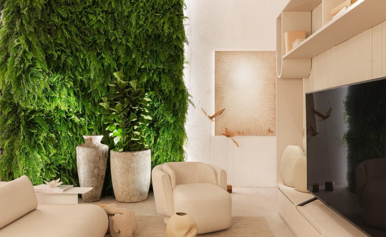 samambaias em jardim vertical