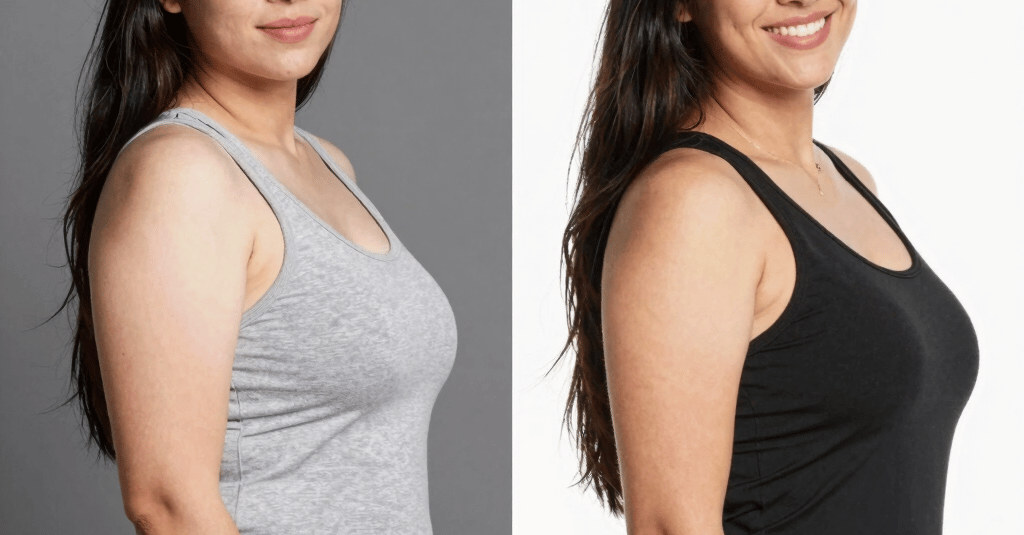 Before and after 2 month weight loss showing fast transformation with Yucca Health GLP-1 treatment