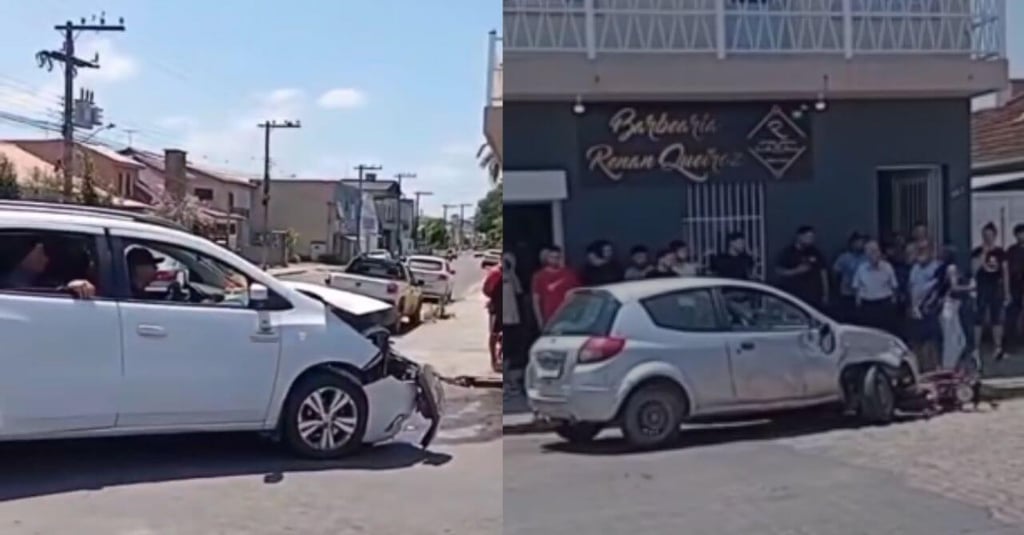 Acidente no centro de Camaquã deixa feridos em colisão entre três veículos