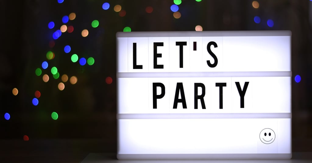 a light board that reads let's party