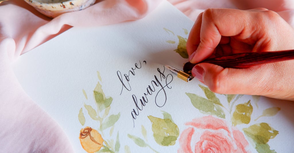 New York calligrapher writing custom Valentine's cards for brand activation