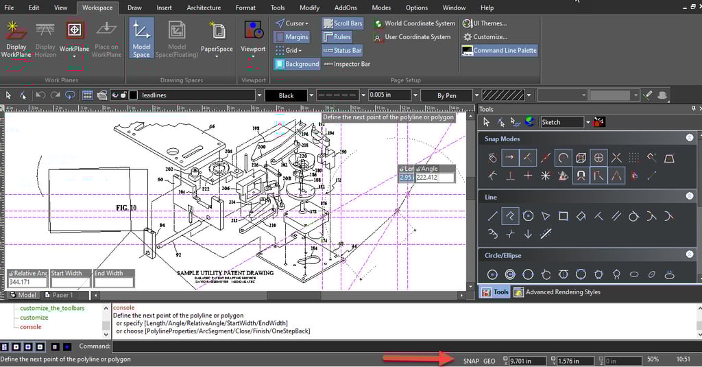 Snap and Geo modes in xCAD