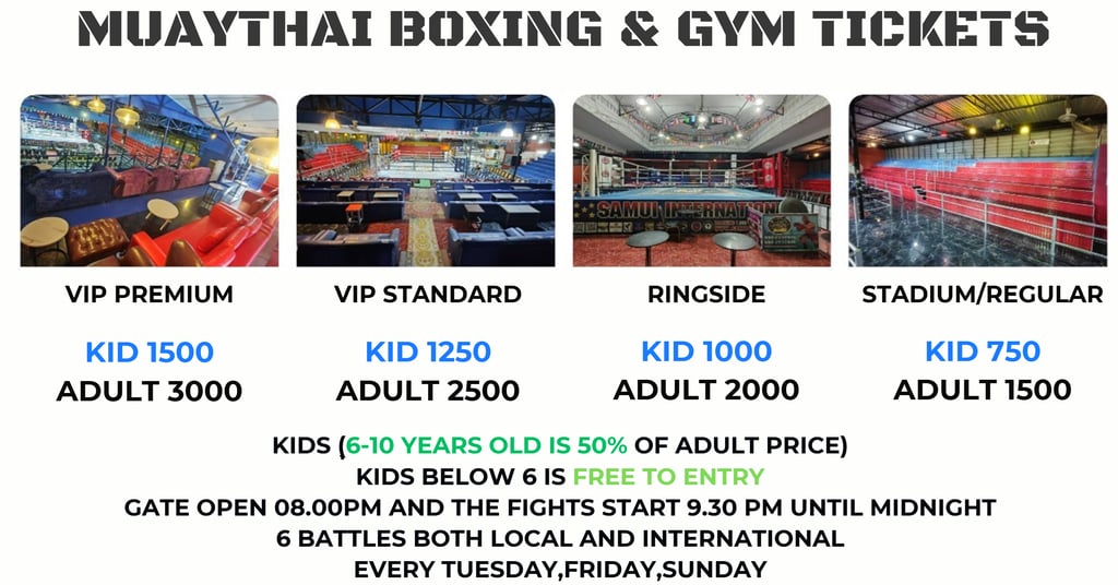 Each seat type with price on both kids and adults