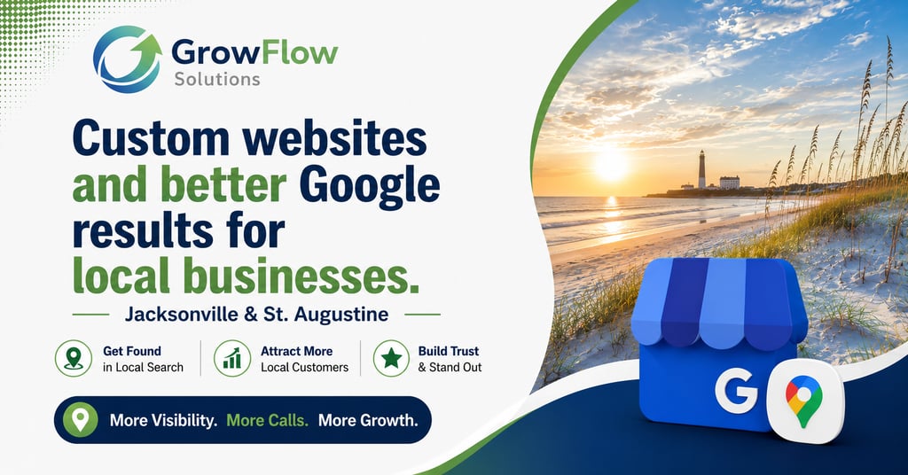 Custom websites and better Google results for Jacksonville and St August Local Businesses