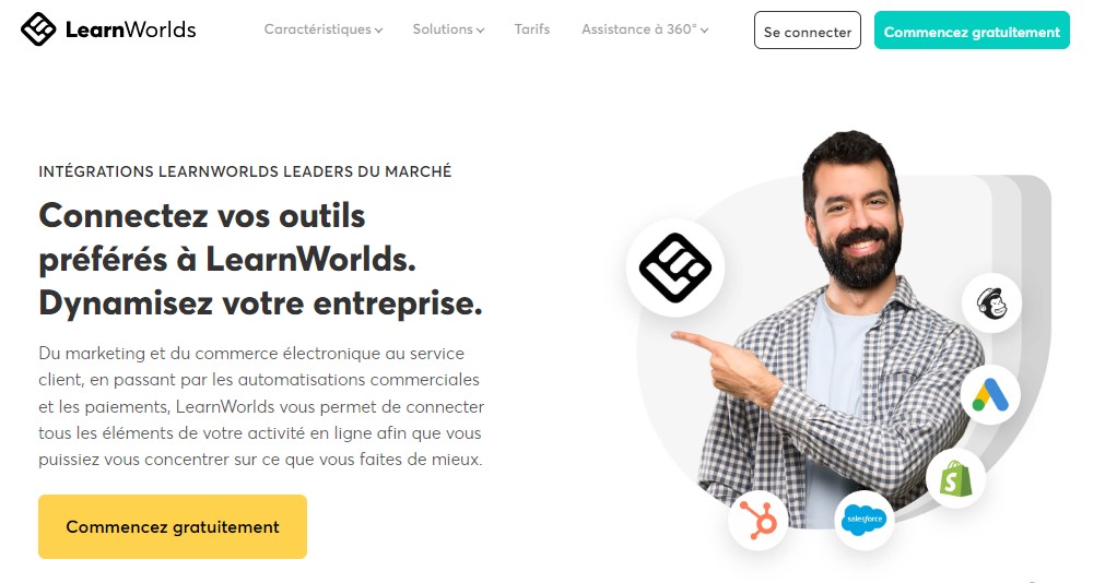LearnWorlds, intégrations au LMS pour centre de formation