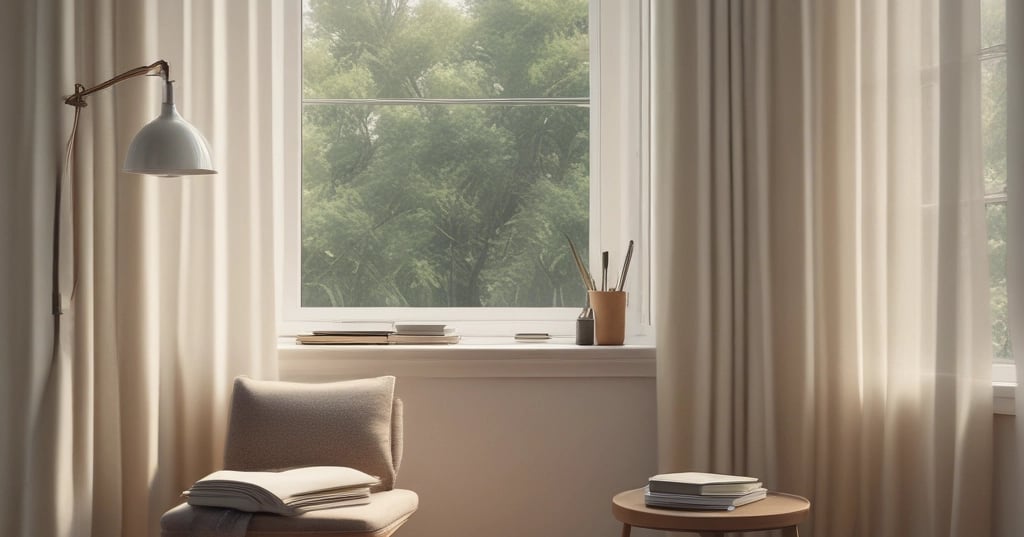 An inviting workspace featuring a laptop, a notebook, and a cup of tea, symbolizing thoughtful reflection.
