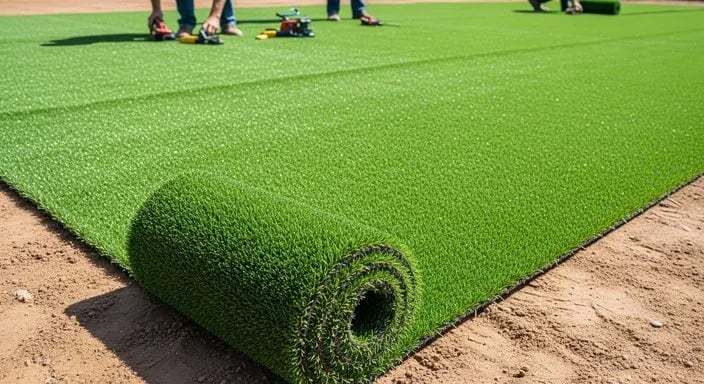 Instalación de césped artificial sobre tierra