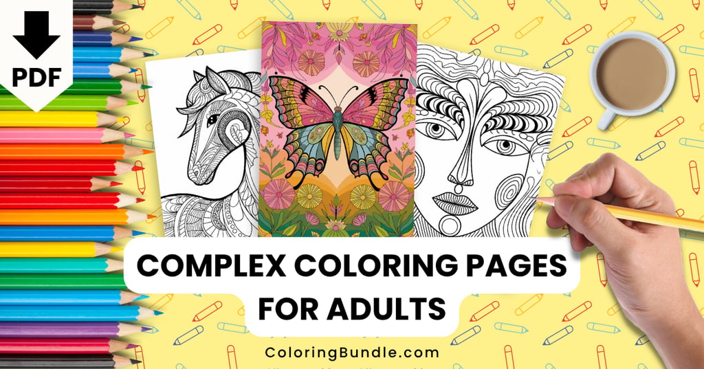 complex coloring pages for adults