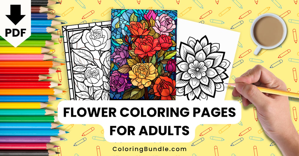 flower coloring pages for adults