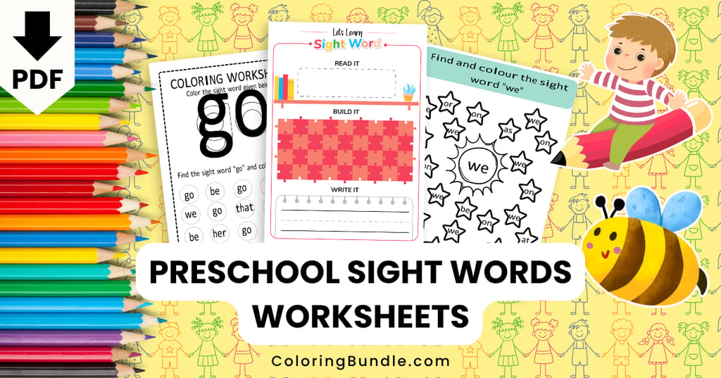preschool sight words worksheets