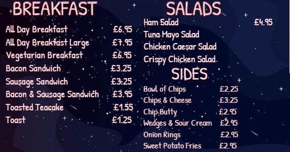 Breakfast and sides menu