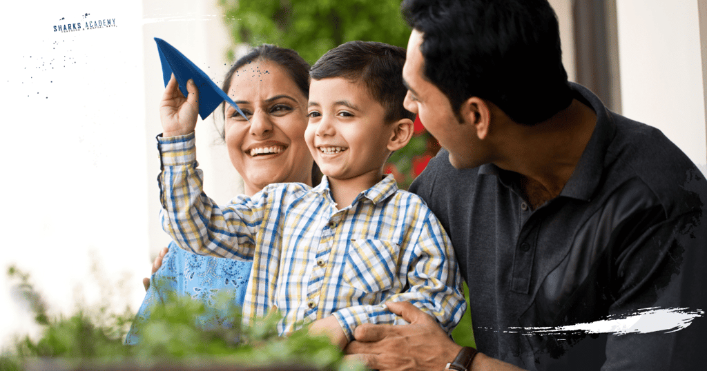 Familia disfrutando de niño que esta de vacacione