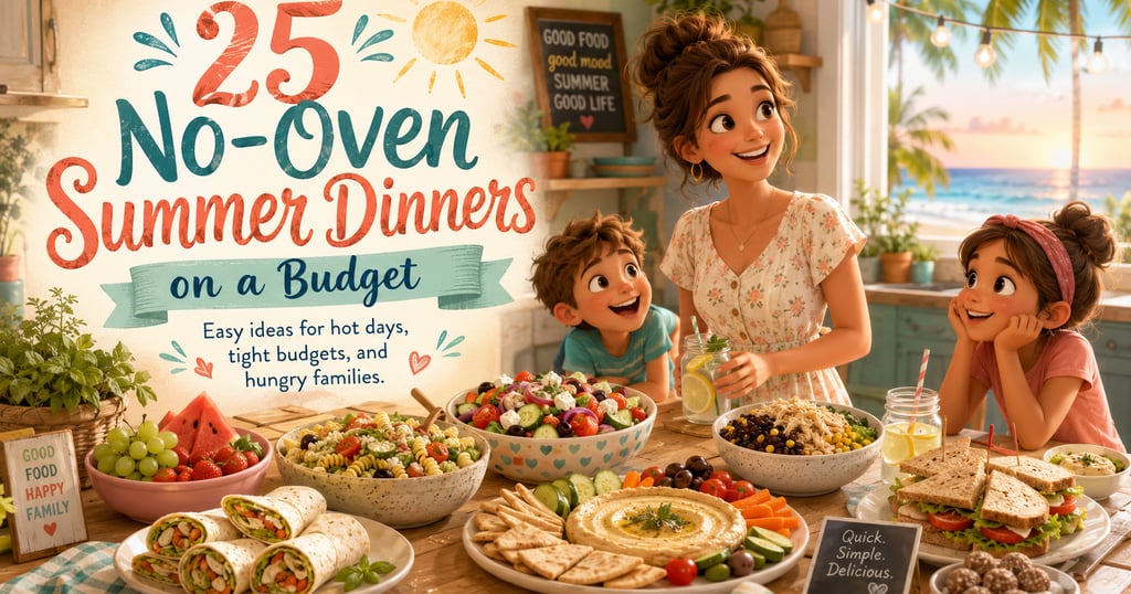 Discover 25 easy no-oven summer dinners on a budget, perfect for hot days and busy families