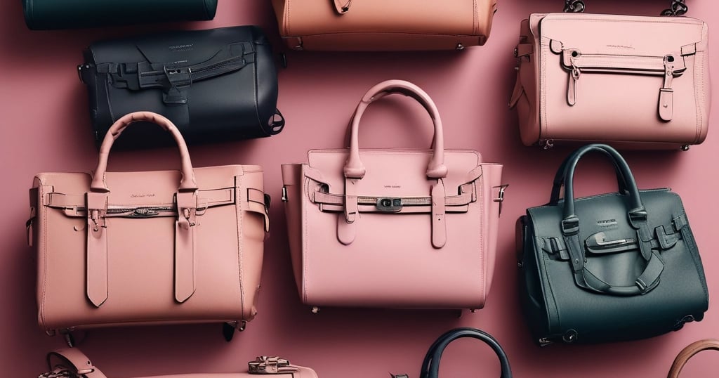 a large pile of different colored bags on display