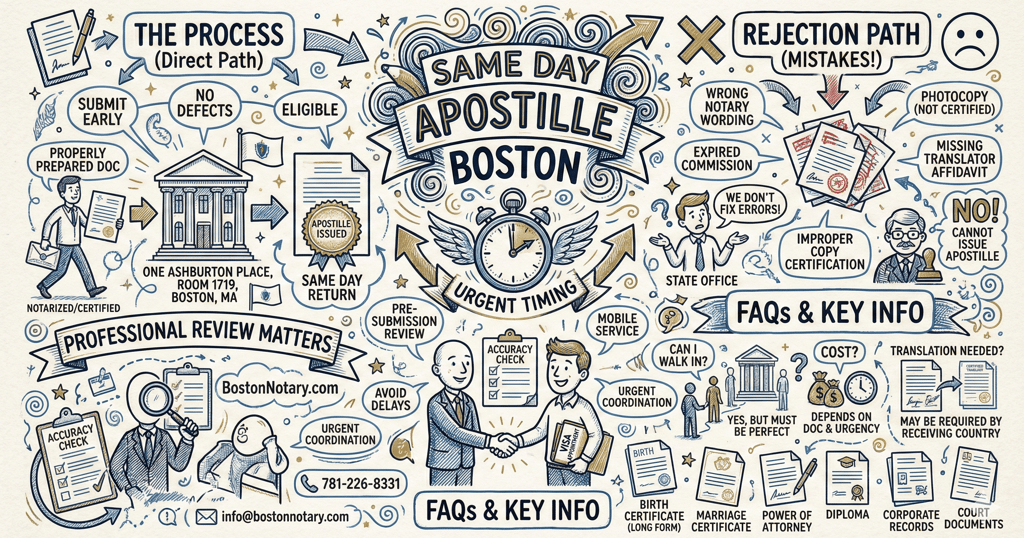 same day apostille processing at One Ashburton Place Boston