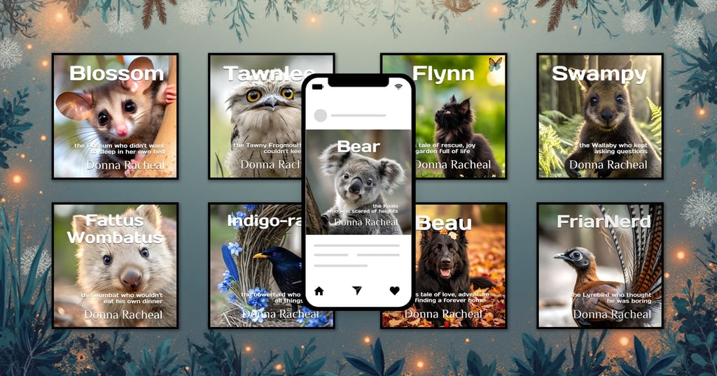 Collection of Donna Racheal children's books featuring Australian wildlife like koalas and wombats.
