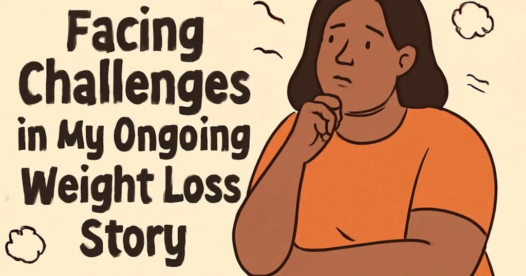 cartoon image of woman looking at challenges in weight loss story
