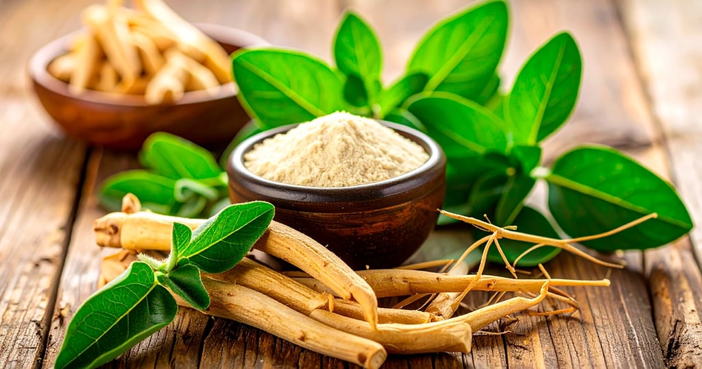 Raíces y polvo de ashwagandha, su consumo puede provocar tirotoxicosis