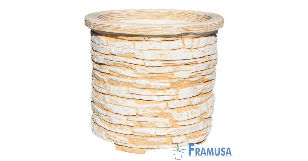 pot évasé rond effet pierre