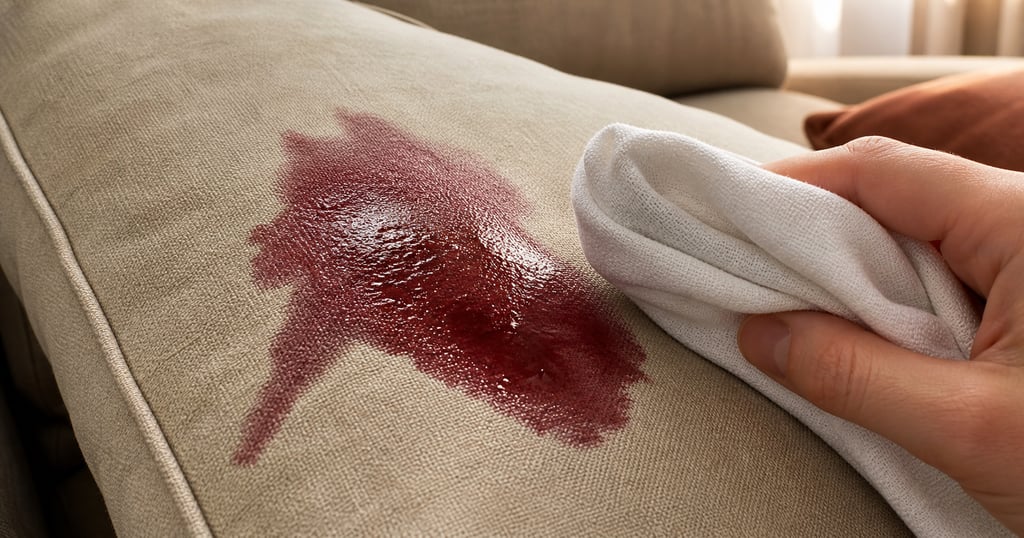 Tache de vin rouge sur canapé tissu – intervention urgente SLJ Solution Grenoble