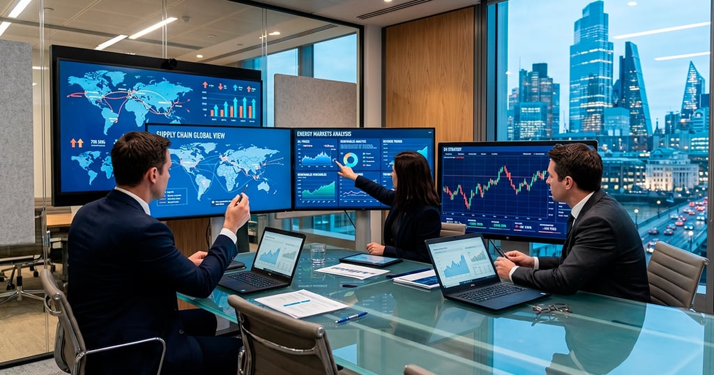 Análisis de economía global, empresas y mercados con datos y estrategia corporativa