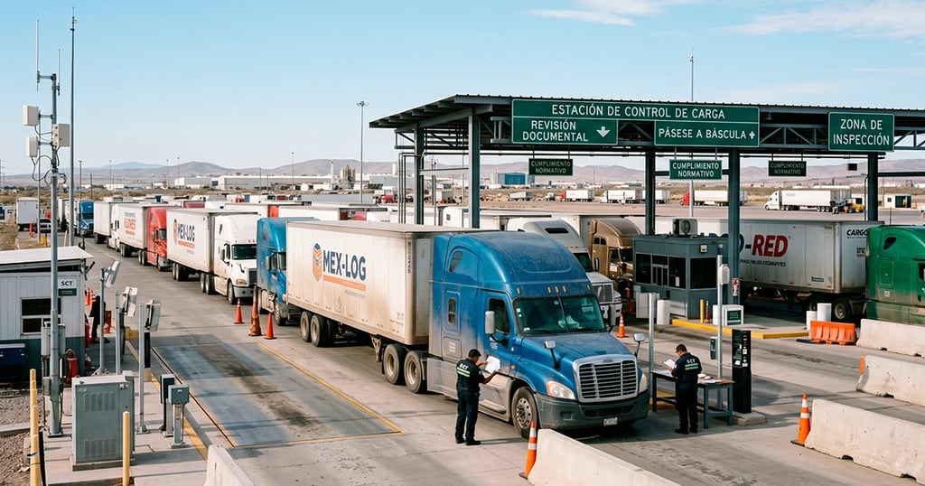  Logística terrestre con controles y presión en transporte y economía empresarial