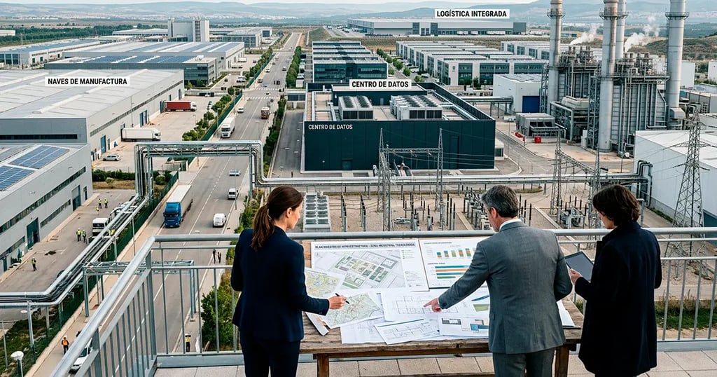Infraestructura económica con energía, tecnología, logística e inversión empresarial