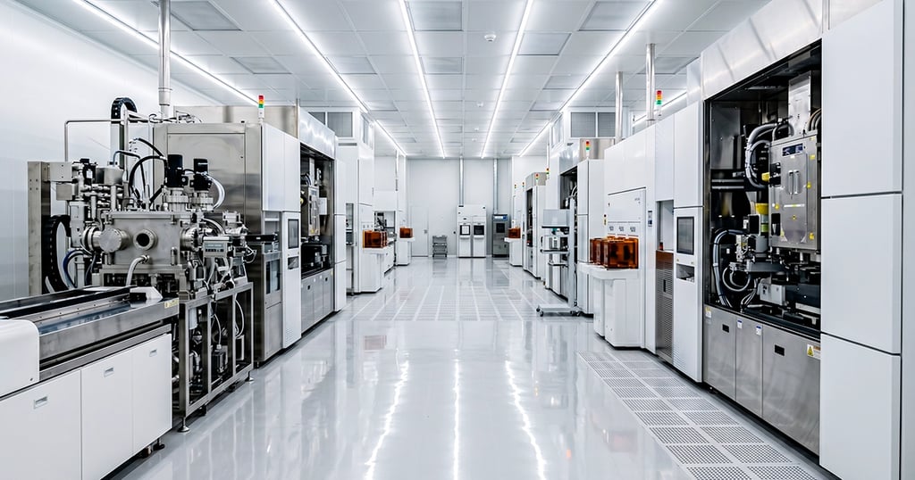 Fábrica de semiconductores con maquinaria avanzada, resaltando su autosuficiencia tecnológica china