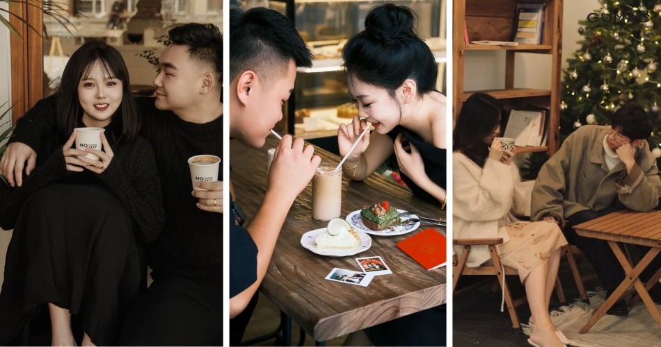 Những kiểu tạo dáng lãng mạn cho cặp đôi tại quán cà phê